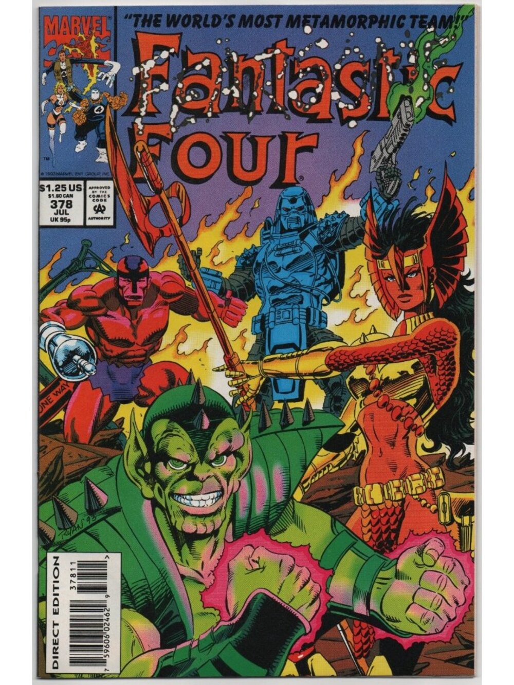 Fantastic Four 378 Marvel Comics 1993 VF+ 8.5 Spider-Man Avengers Direct Edition